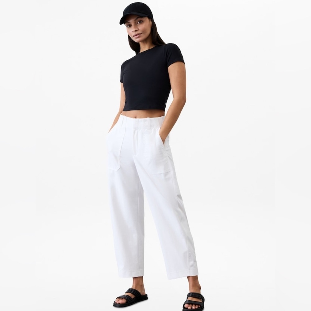 NWT Athleta Skyline Tailored Utility Bright White Pant Size 12. (#650012)